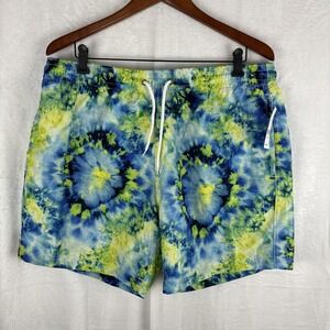 Trunks Surf & Swim Tie Dye Swim Trunk 17" Mens Size XL Blue Yellow NWT